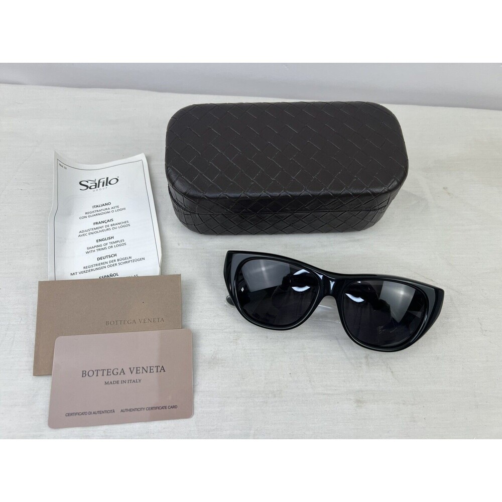 New BOTTEGA VENETA BV186/S BLACK Cat Eyes SUNGLASSES 54-16-135mm‎ W Leather Case